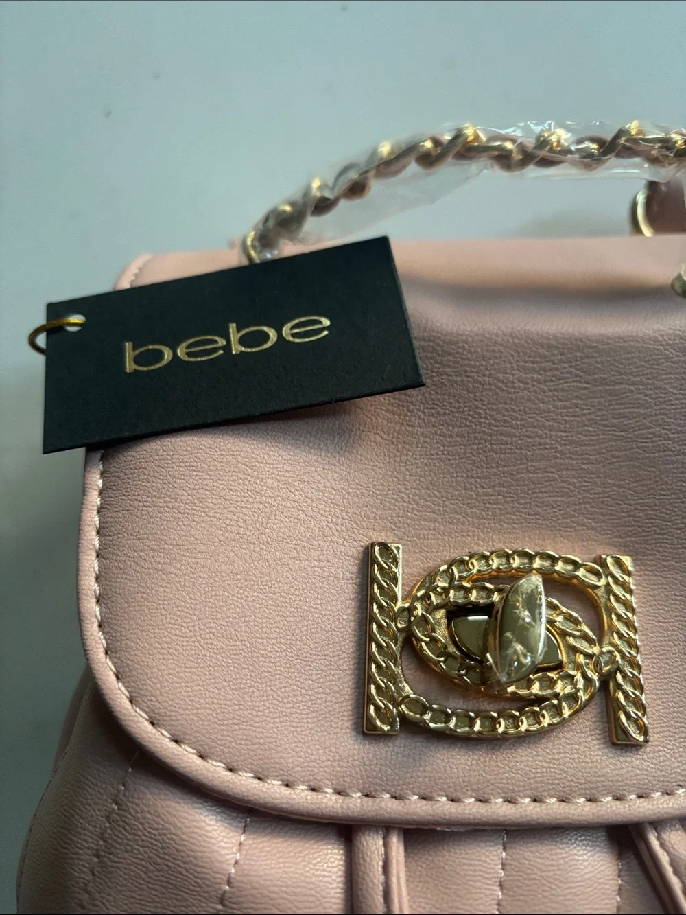 Quilted Pink Mini Backpack with Gold Hardware